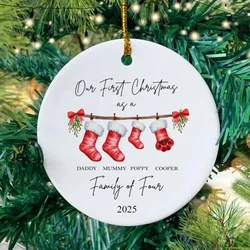 Personalised First Christmas As A Family of 4 Bauble Baby First Christmas Tree Ornament 1st Xmas Ornament Pet Decoration Favors