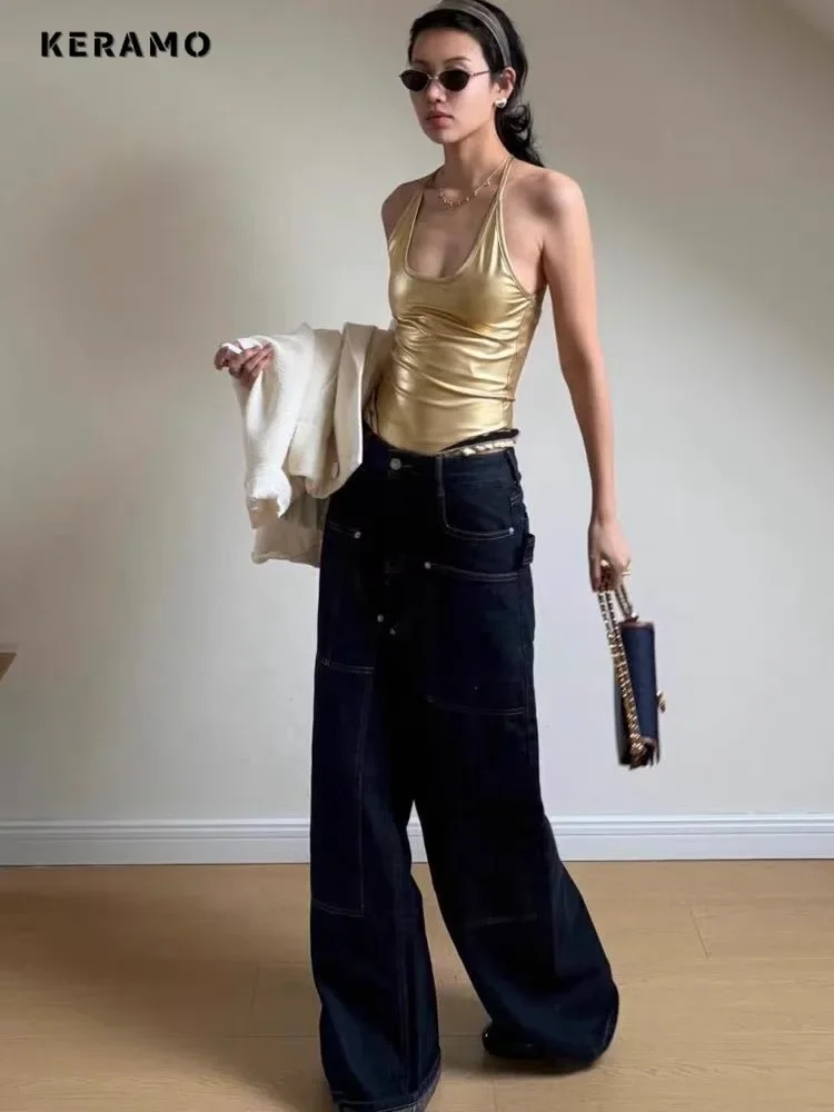 Jean baggy délavé Y2K pour femme, denim, surintendant, grunge, rue rétro, taille haute, pantalon Trashy, vintage, décontracté, emo japonais, années 2000