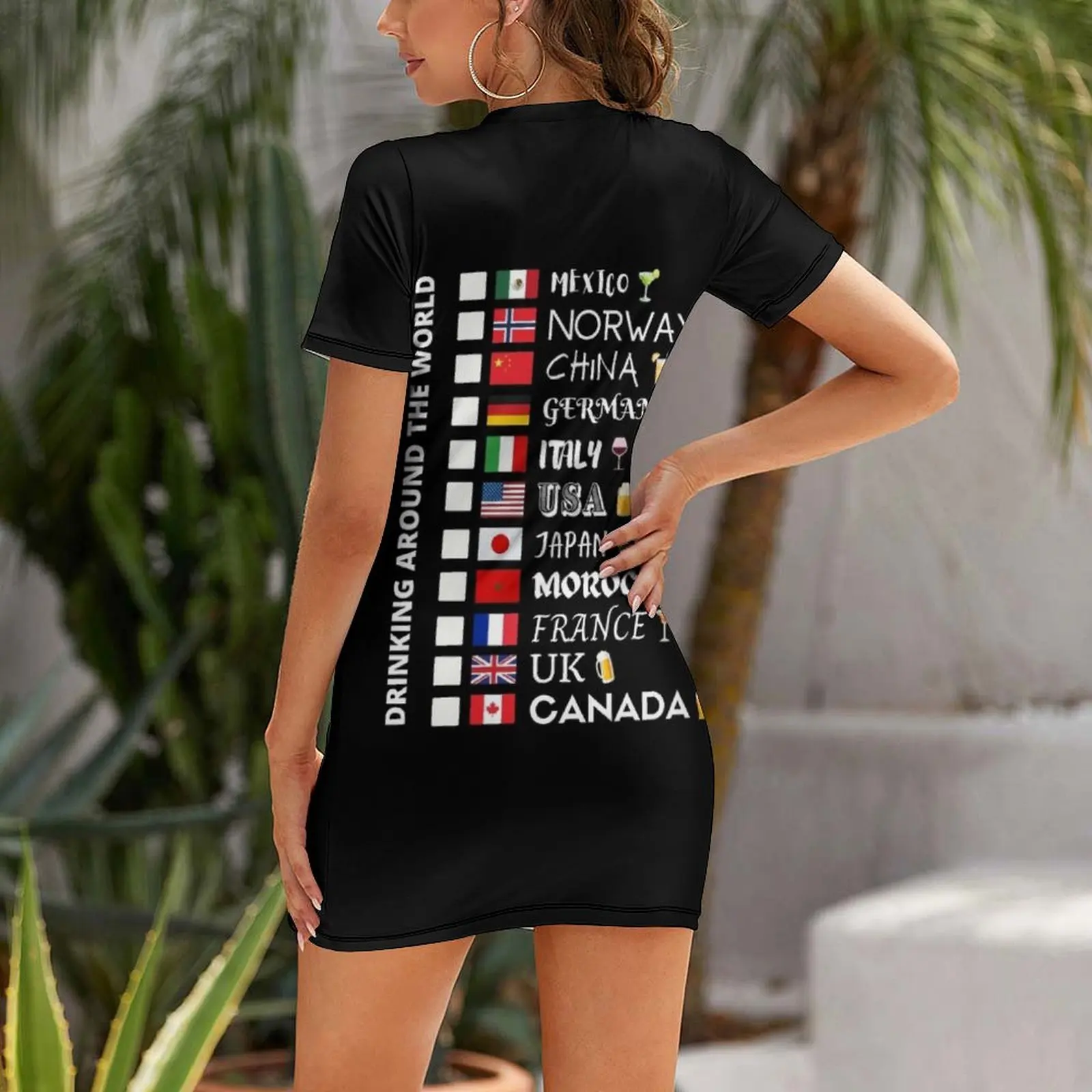 WDW Drinking Around the World Checklist Short Sleeved Dress beach outfits for women summer dress daily Dress