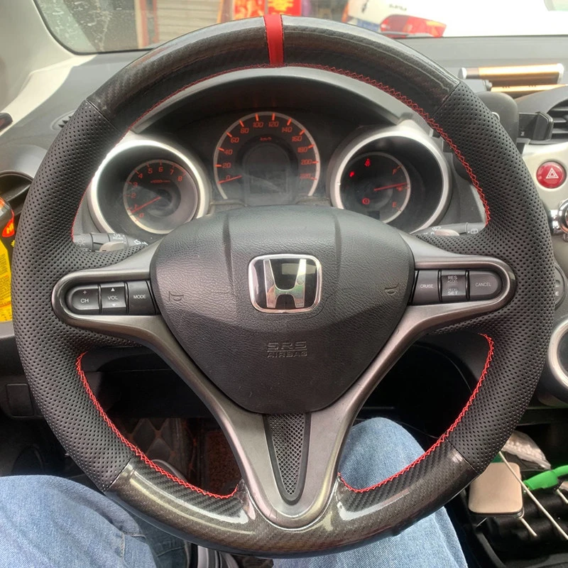 

Для Honda Civic 8-го поколения ‌ Чехлы на руль для Honda City 2006-2011 и Honda Jazz 2008-2013, ручная прошивка, искусственная кожа
