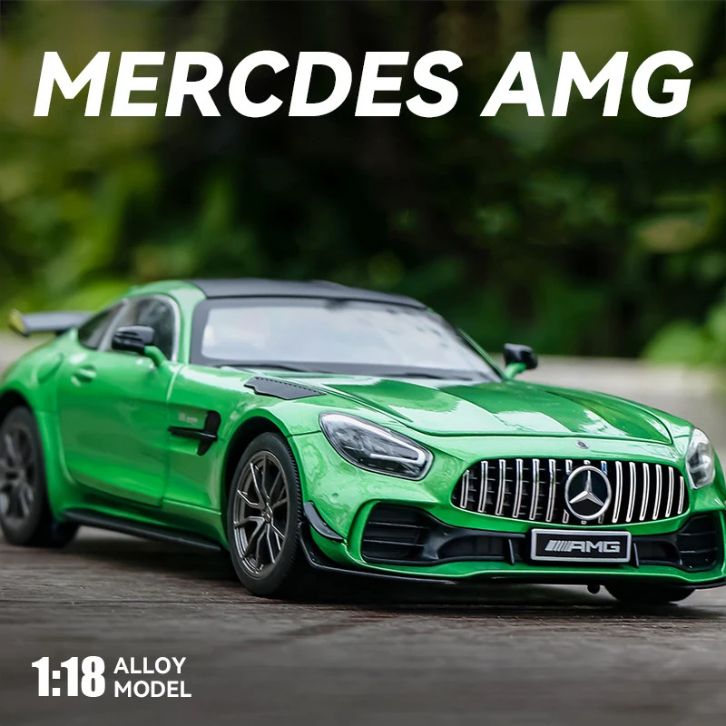 1:18 Benzs GTR AMG Green Demon Alloy Model Car Toy Diecasts Metal Casting Sound and Light Car Toys For Children Vehicle