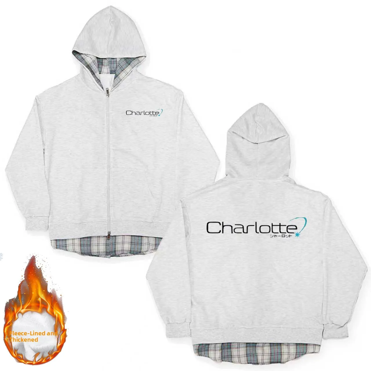 

Толстовка-худи Charlotte Collaborative на молнии, осенне-зимняя, утепленная, из флиса и полиэстера, с длинными рукавами