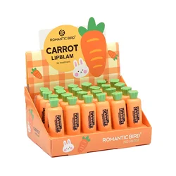 24Pcs Cute Carrot Lip Balm Fruit Flavored Clear Moisturizing Lip Balm Set Kids Girls Lips Care Party Gifts Wholesale