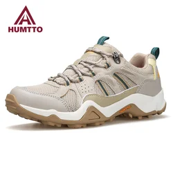 HUMTTO Hiking Shoes for Women Breathable Sports Leather Womens Shoes Luxury Designer Outdoor Climbing Trekking Sneakers Woman