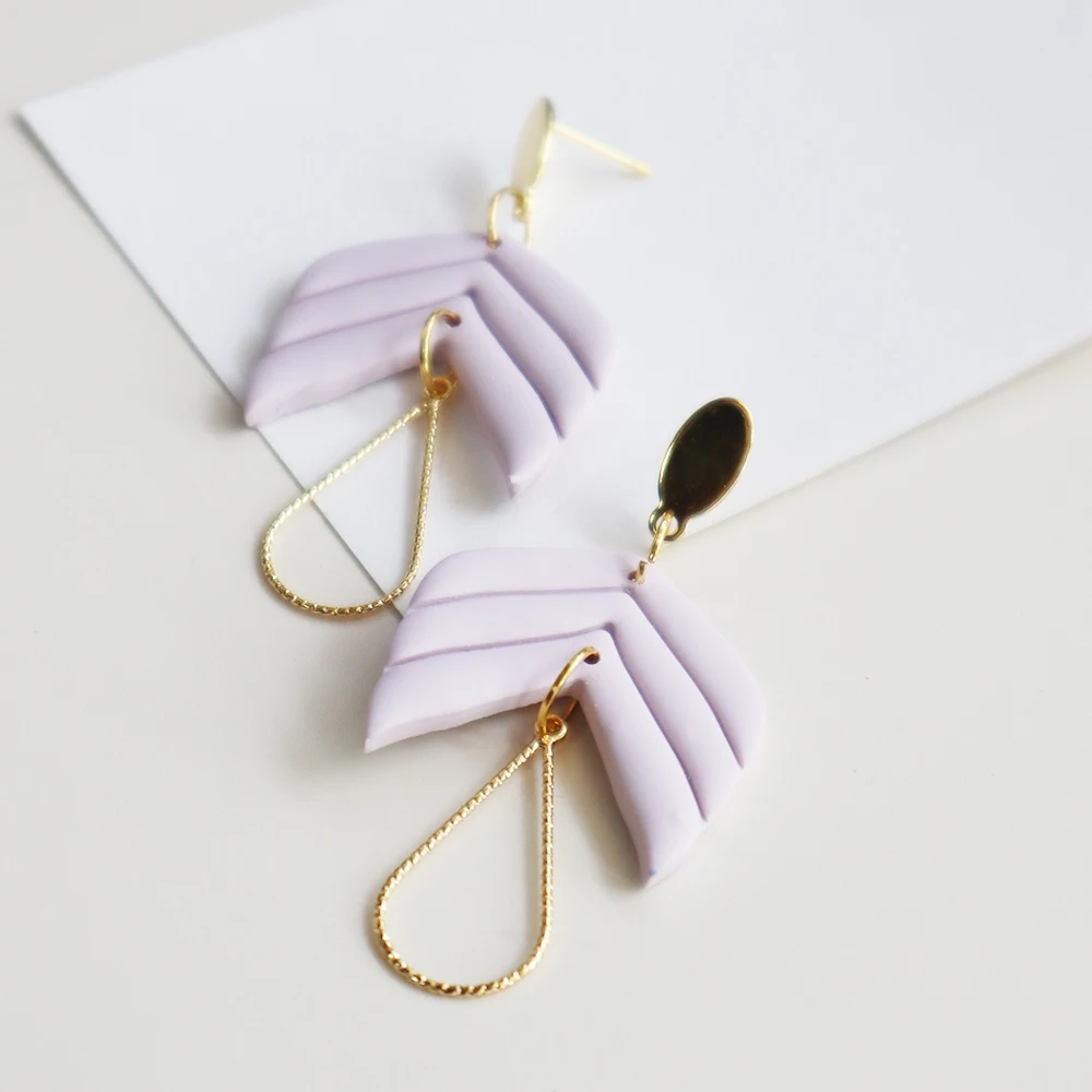 Geometry Leaf Pendant Earrings For Women Girls Simple Fashion Metal Drop Earring Polymer Clay Handmade Dangle Earrings Accessory