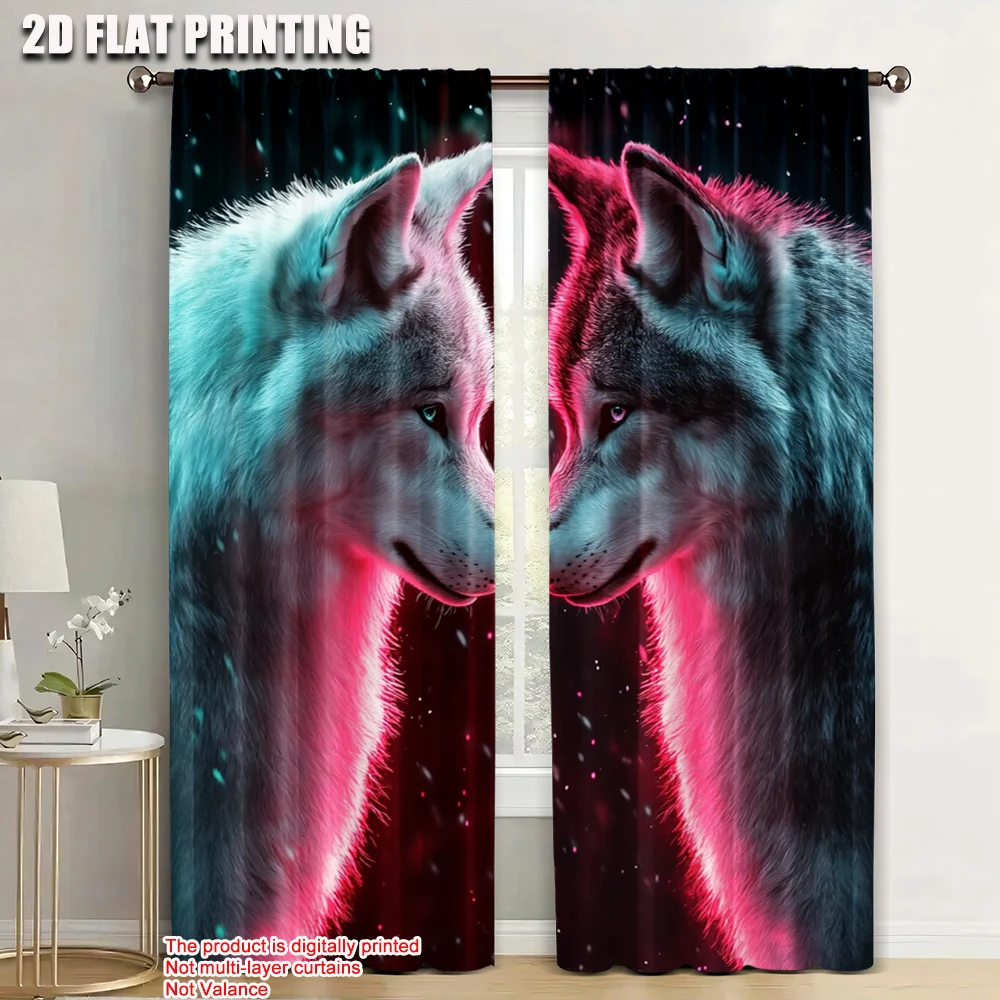 

2pc, Party Curtains wolf (2) Blackout Polyester Spring Party & Holiday Decor for Holiday Decorations