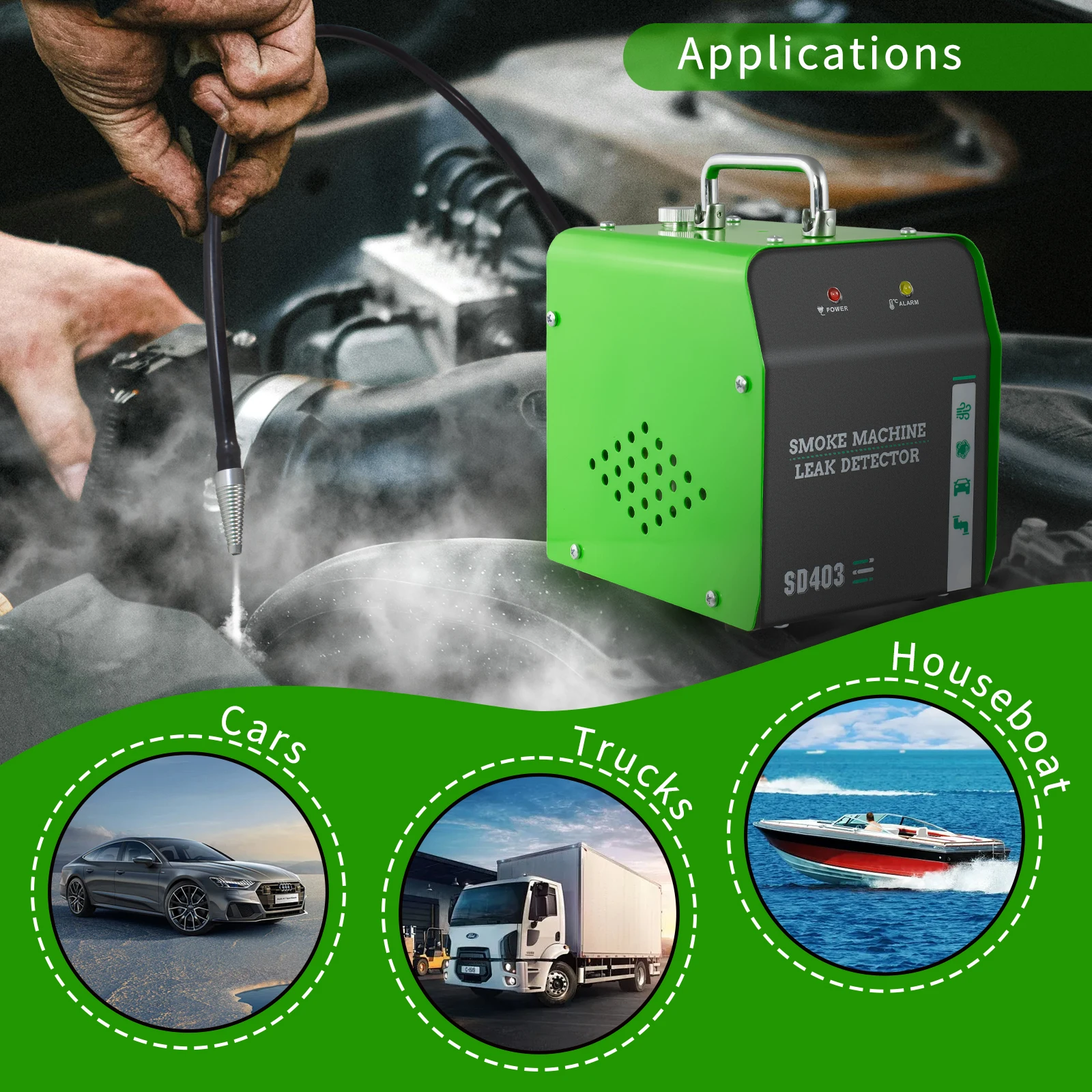 

Solary SD403 Auto Engine Analyzer Smoke Leak Detector for Intake Exhaust Cooling Oil Leak Testing Systems Diagnostic Tool