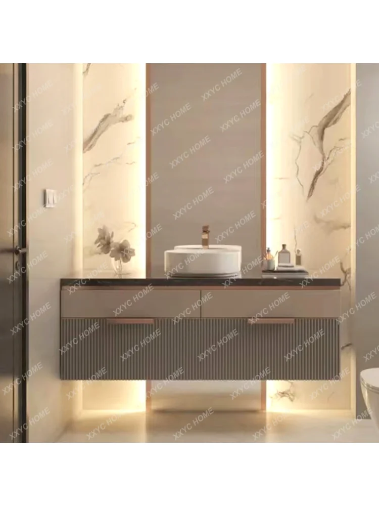 Luxury Style Bathroom Cabinet Wash Basin Pool Stone Plate Washstand Customized Cabinet Combination