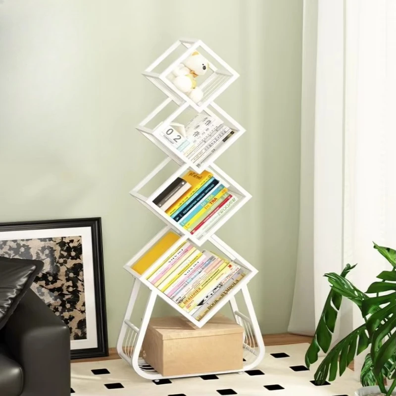 

Iron bookshelf, irregular corner vertical creative bookshelf, simple bookshelf in living room