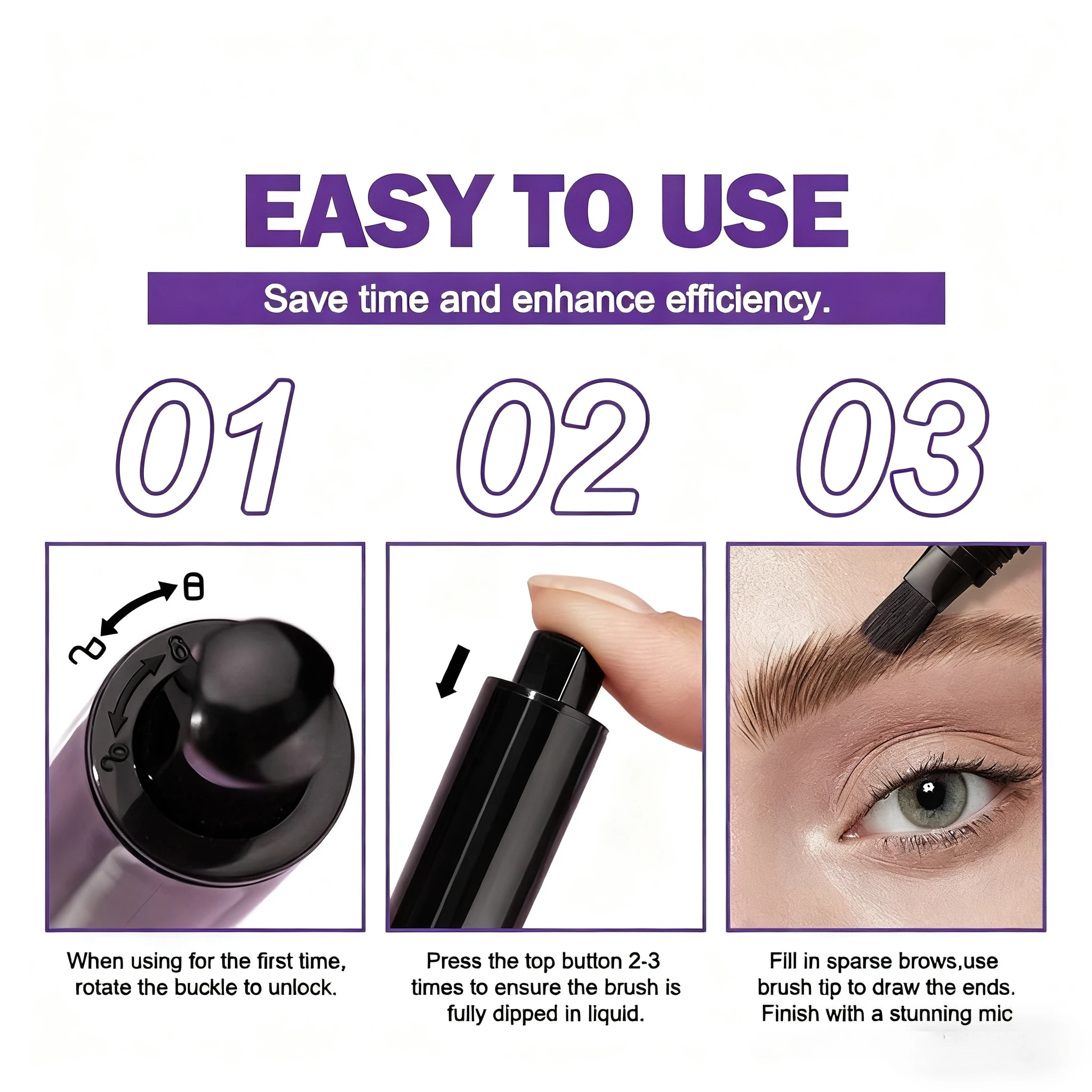 @//Teinte à sourcils la plus vendue, grande tête de brosse, sans taches, poudre à sourcils imperméable, ligne de cheveux, presse multi-usage, crayon à sourcils sauvage