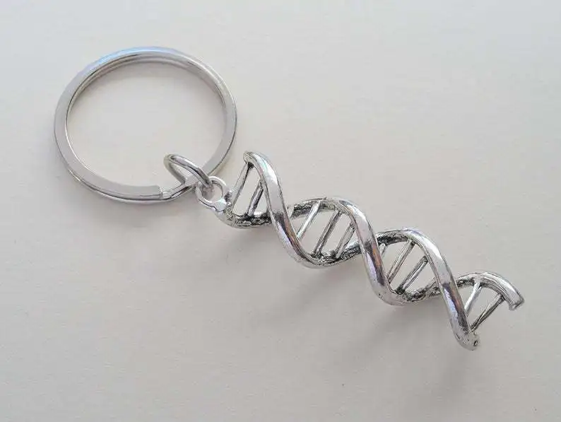 DNA Molecular Double Helix breloczek, nauka i chemia breloczek, prezent z okazji ukończenia szkoły, kolega z klasy i prezent dla nauczyciela