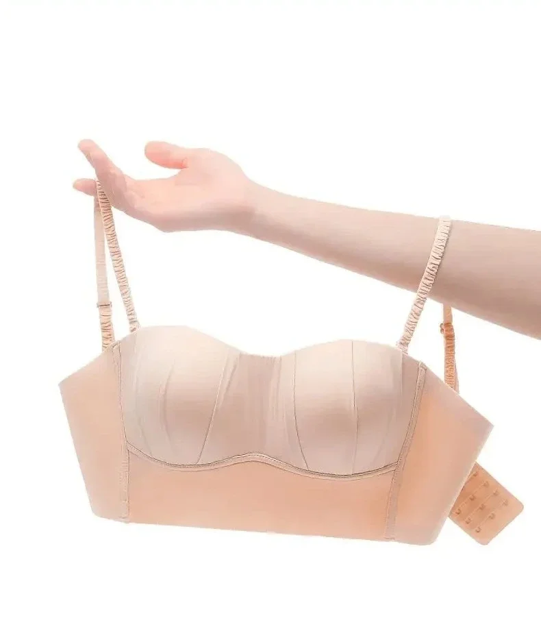 

New Spandex French Pleated Bra New Detachable Ringless Thin Bra Without Underwire One-piece Push Up Lingerie Bralette Bra