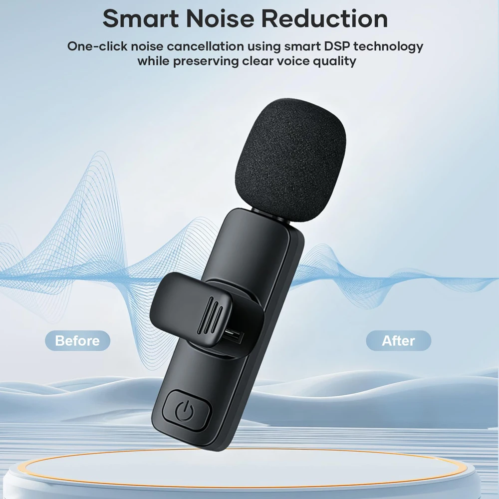 Wireless Lavalier Microphone 2 Pack Noise Canceling Clip Mic For iPhone Android Video Recording Live Streaming Vlog YouTube image 6