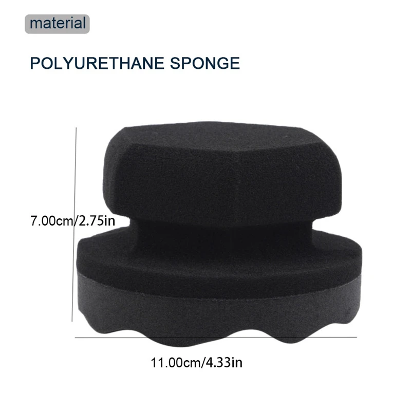 SEAMETAL 3pcs Car Wax Polishing Sponge Hexagonal Grip Applicator Hand Tire Wax Sponge High Density Foam Sponge Car Accessories