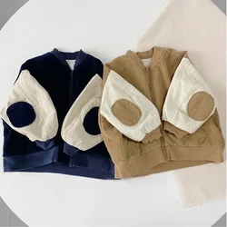 Chaqueta de pana para bebé y niño, abrigo de bombardero para niño y niña, prendas de vestir, ropa parcheada para bebé de 6 meses a 12 años, moda de primavera y otoño