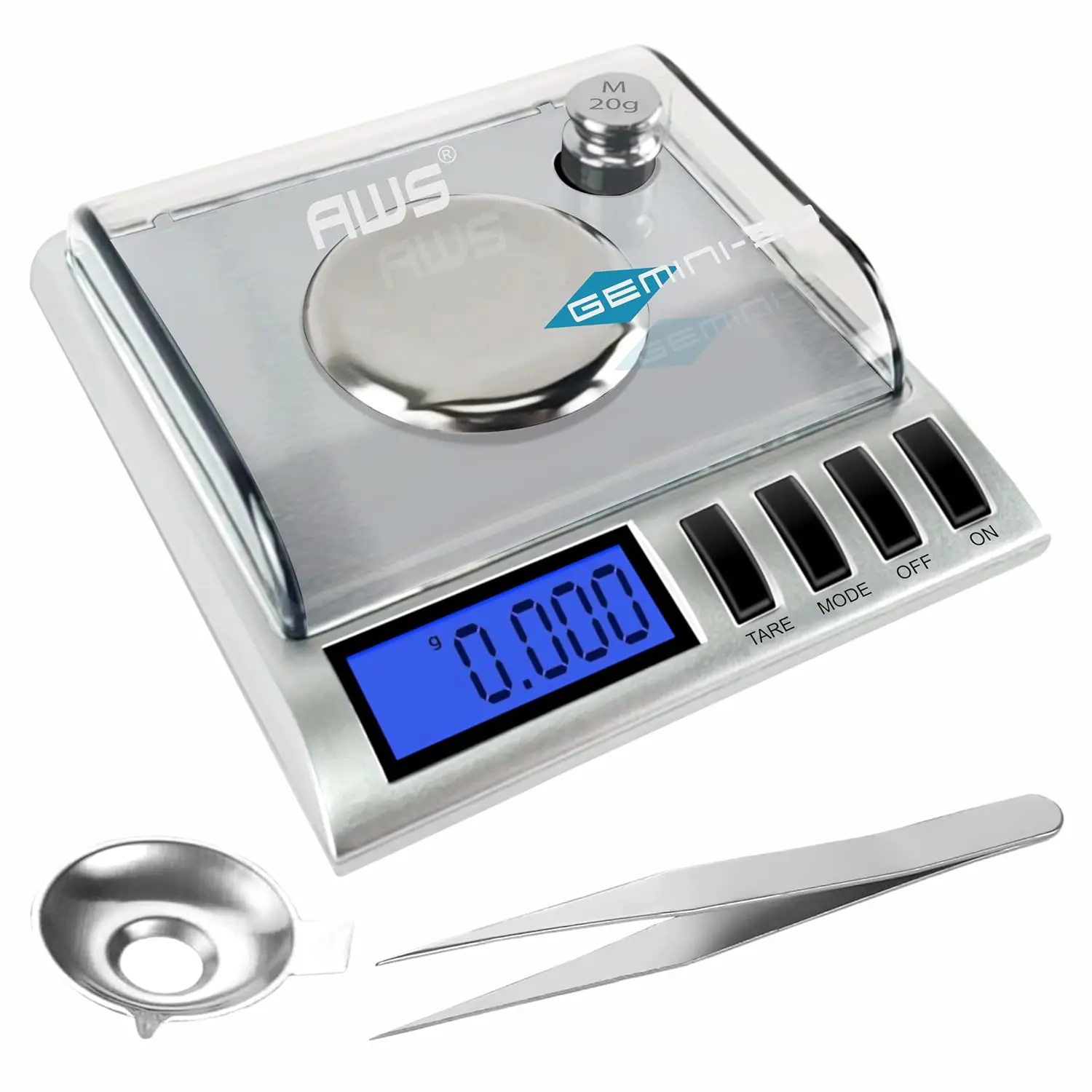 

50g x 0.001g Digital Milligram Scale for Jewelry, Lab, Powder - Includes Weights, Tweezers & Tray