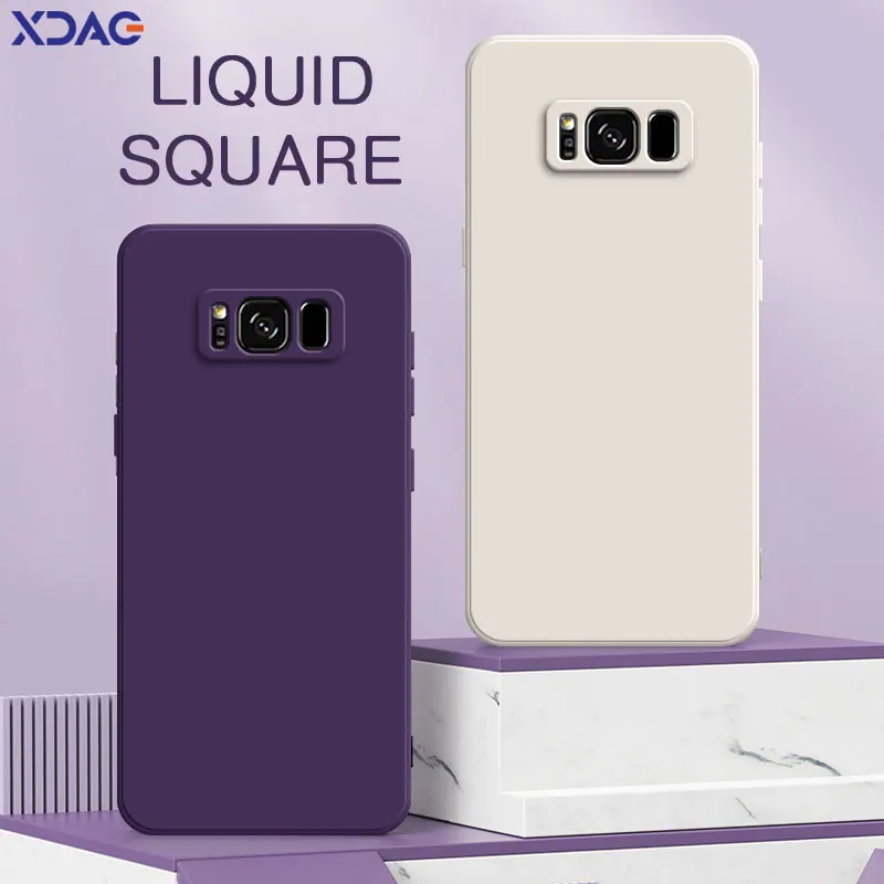 

Square Liquid Silicone Phone Case for Samsung Galaxy S8 Plus Soft Camera Protective Shockproof Back Cover SamsungS8 S8Plus Funda