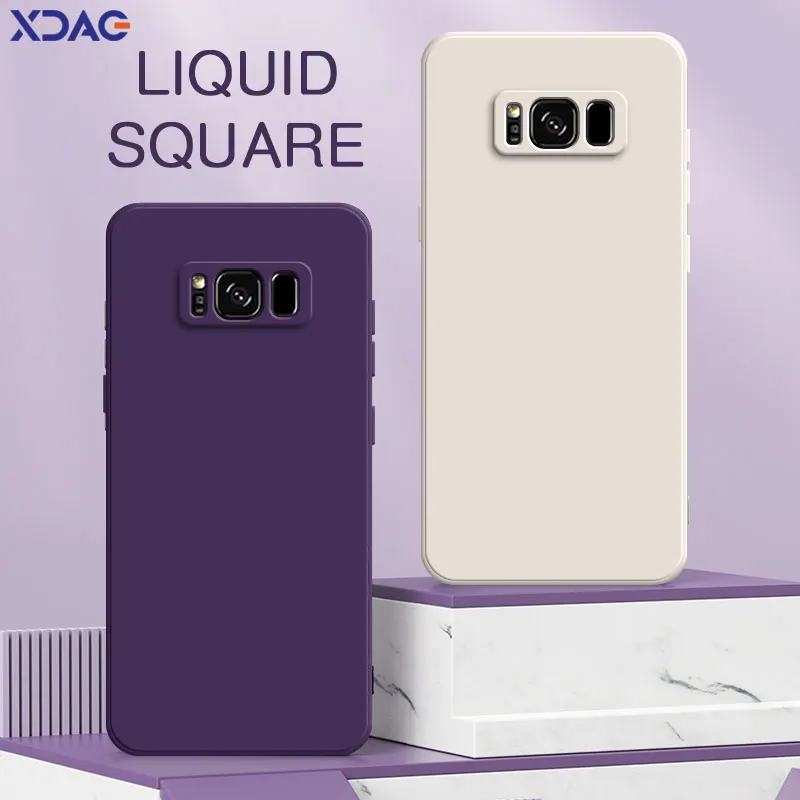 Square Liquid Silicone Phone Case for Samsung Galaxy S8 Plus Soft Camera Protective Shockproof Back Cover SamsungS8 S8Plus Funda