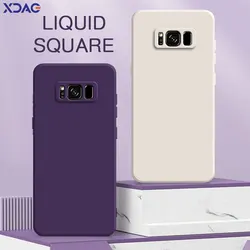Custodia per telefono quadrata in silicone liquido per Samsung Galaxy S8 Plus Cover posteriore protettiva antiurto per fotocamera morbida SamsungS8 S8Plus Funda