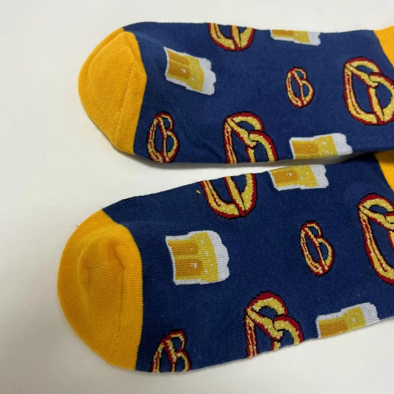 1คู่ขนมปังน้ำด่างสำหรับทั้งชายและหญิงพร้อมสปาร์กลิงไวน์แปลกใหม่ใส่ได้ทั้งชายและหญิงถุงเท้าเหมาะกับทุกฤดูกาล