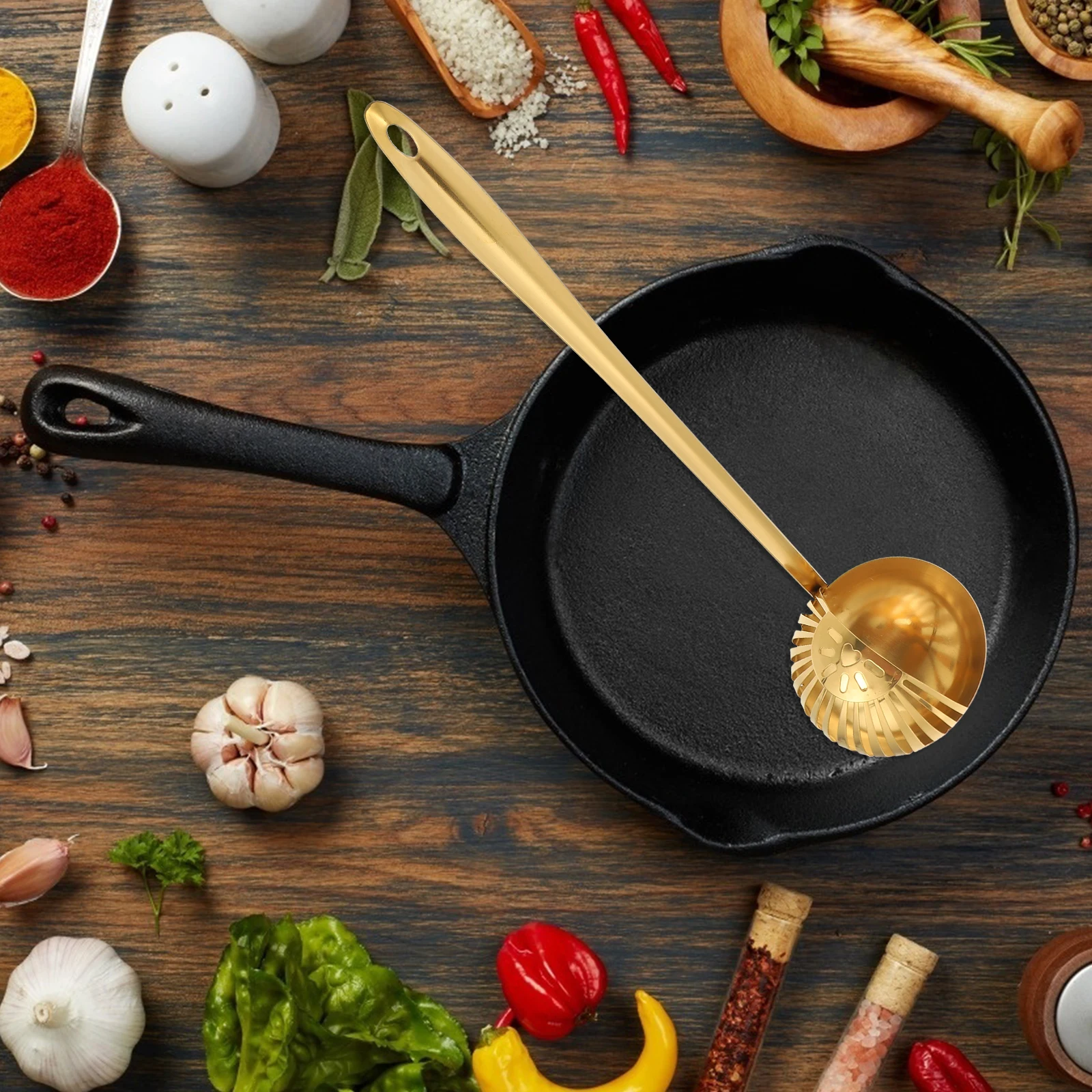 

Stainless Steel Spoon Set Serving Hot Pot Kitchen Tool Thick H Heat Insulation Anti Scalding Universal