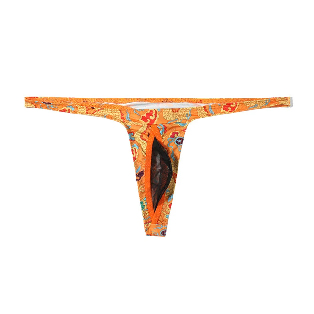 

Men Phoenix Printed Thong Mesh Gay Sissy Pouch Low Rise Mens Sexy Underwear Soft T-back G-String Lingerie Summer Men's Panties