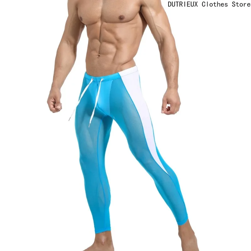 

Sexy Mesh Breathable Fitness Training Leggings New Men's Cycling Sweatpants, Elastic Comfortable Nightclub Bar Performance Pants