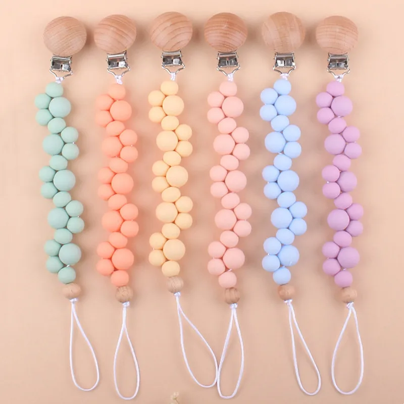 1Pc Baby Pacifier Clip Chain Silicone Bead Dummy Chain Holder Newborn Soother Chains Nipple Holder Baby Teething Toys Baby Items