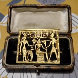 Classic Women Men Hollow Square Pharaoh of Egypt Badges Brooch Fashion Vintage Palace Style Unisex Baroque Pin Accessories