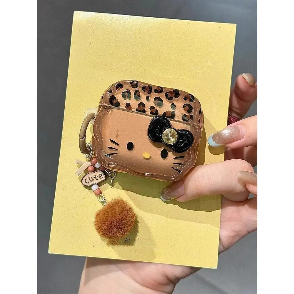 

New Cartoon Leopard KT Protective Case for AirPods 1 2 3 4 Pro 2 Pro 3 Wireless Bluetooth Headset Protection Case with Keyring