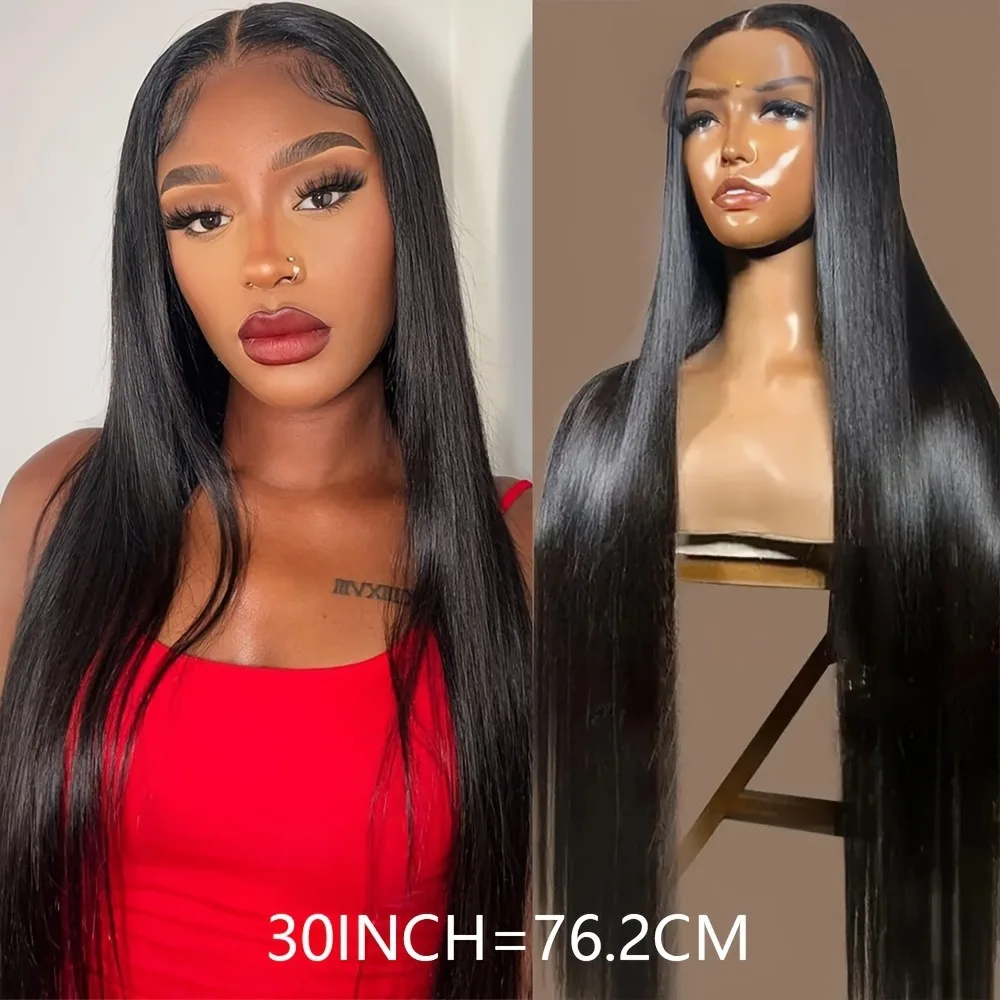 باروكة شعر بشري بدون صمغ بكثافة 200% - شعر مستعار بدانتيل أمامي شفاف عالي الدقة مقاس 13 × 4 بدانتيل أمامي مستقيم بعقدة الداعم للأزياء