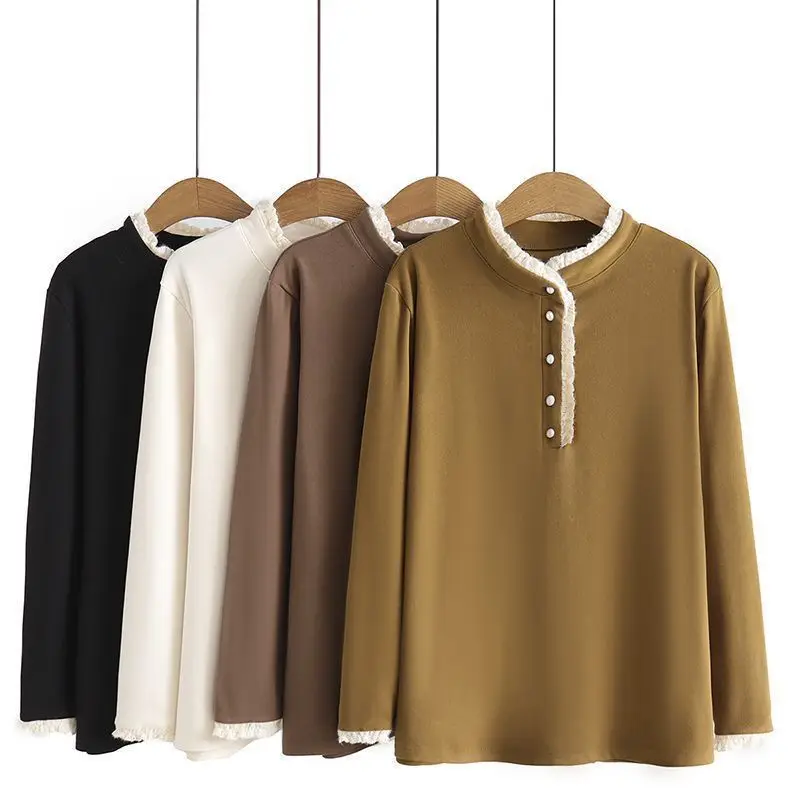 

Женская футболка больших размеров с длинным рукавом, двусторонняя, из бархата, свободного кроя, базовый слой, утягивающий топ для полных девушек, осень-зима