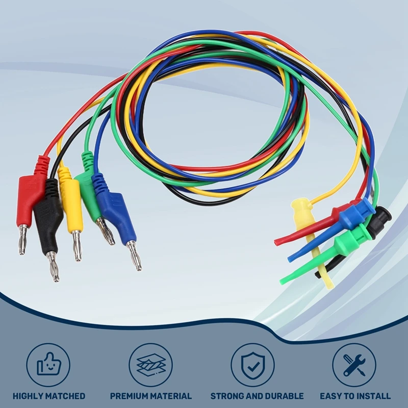 5Pcs 4Mm Test Haken Clip Zu Stapelbar Banana Stecker Test Blei Kit Multimeter Kabel Linie Draht Für elektrische Testen