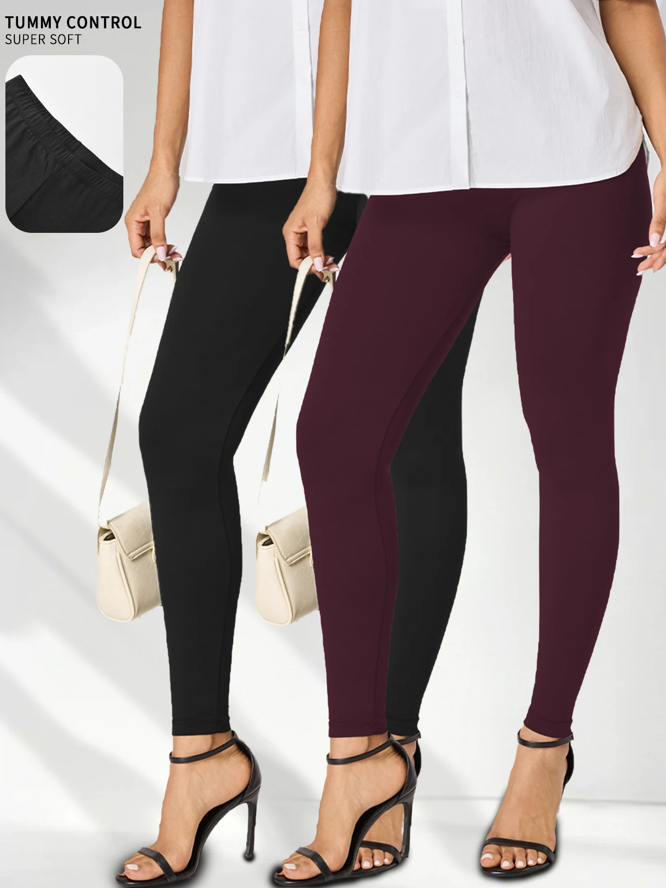 

2 Pack Women's Super Soft Leggings High Elasticity No See Through Workout Yoga Running Athletic Push Up Gym Fitness Leggings