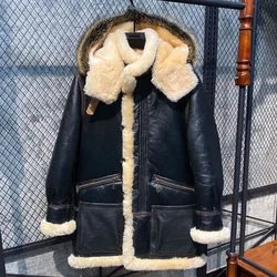 Luxury Man Genuine Sheepskin Lambskin Jacket 100% Real Natural Shearling Wool Liner Coat for Male Raccoon Fox Fur Hood XXXXXXXXL