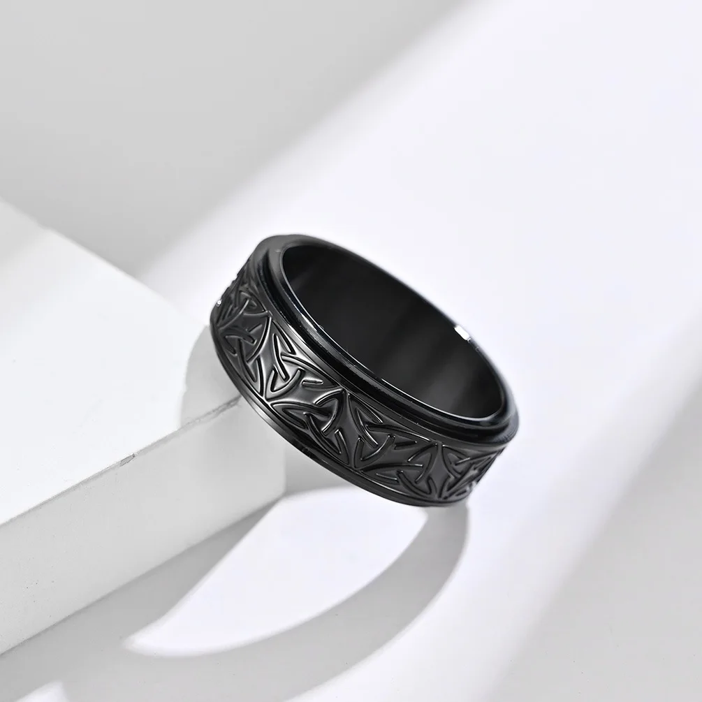 

Viking Celtic Rune Ring for Men Stainless Steel Rotating Anti Anxiety Fashion Texture Pattern Jewelry for Men And Women