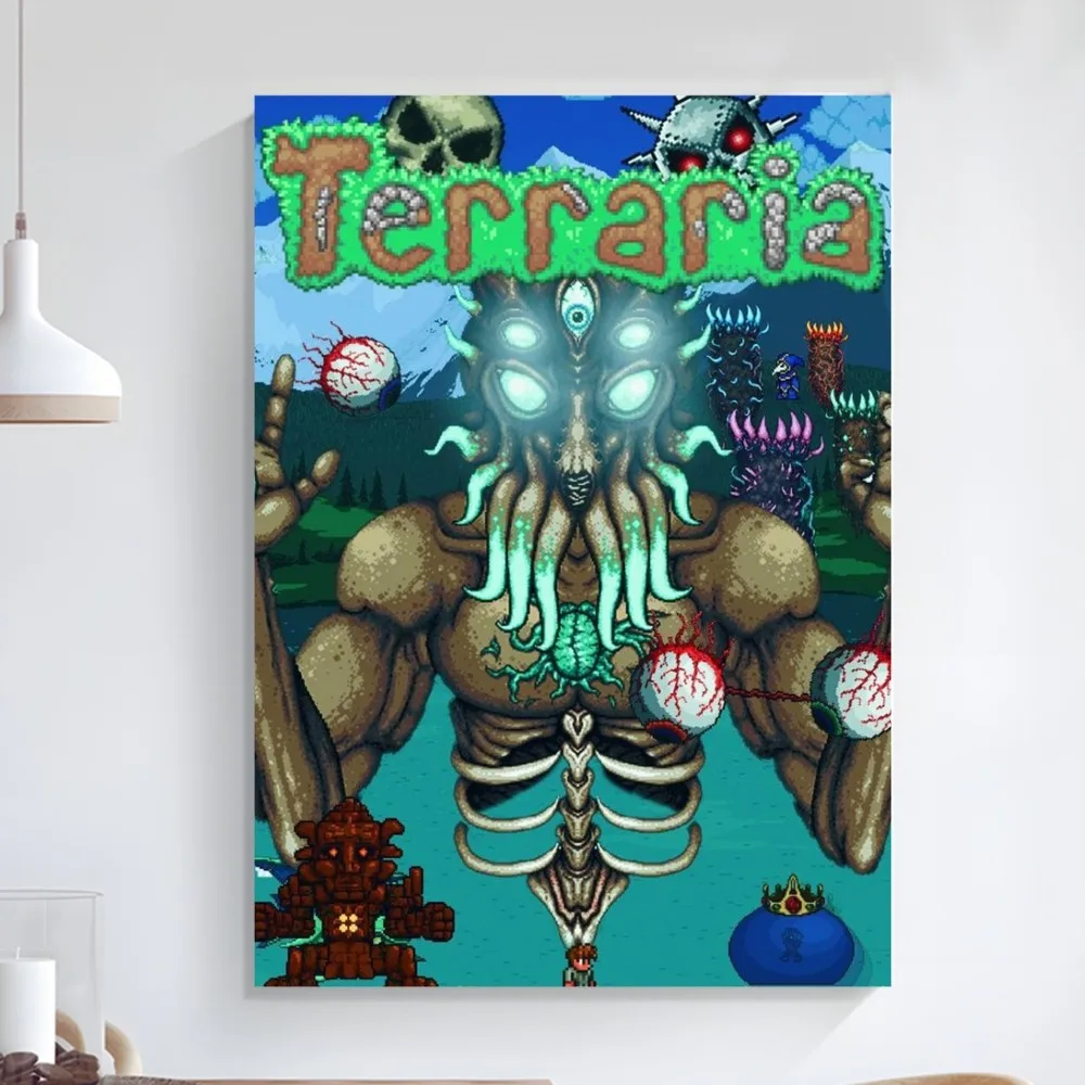 Game T-Terraria Poster Art Self-adhesive Art Small Poster HD Quality Poster Wall Art Painting Study Wall Decoration