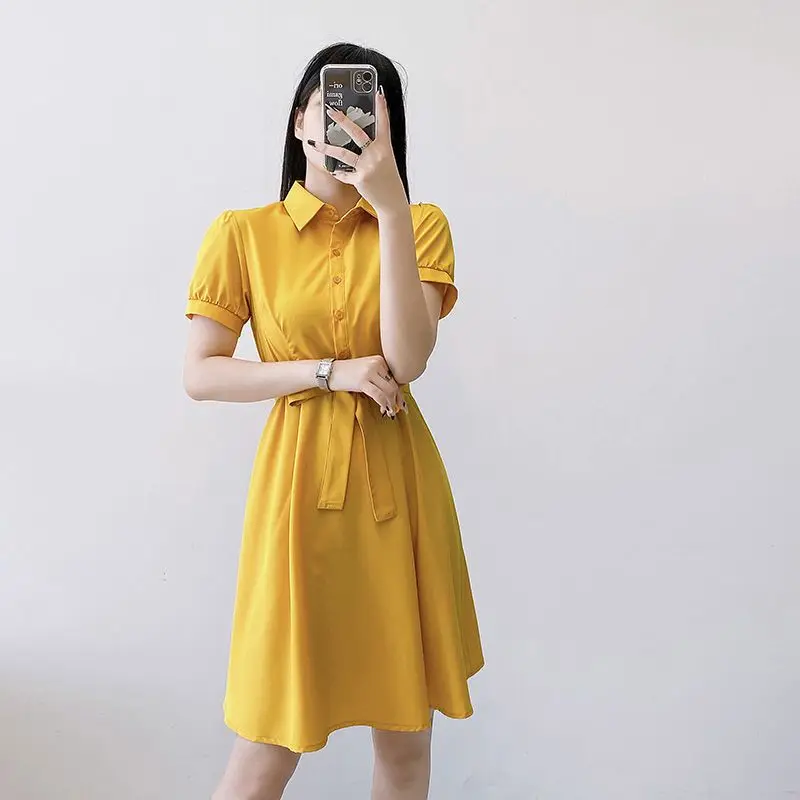 Summer Graceful Tops Solid Color  Fashion Turn-down Collar Simple Comfortable Versatile Selling Women's Clothing Versatile