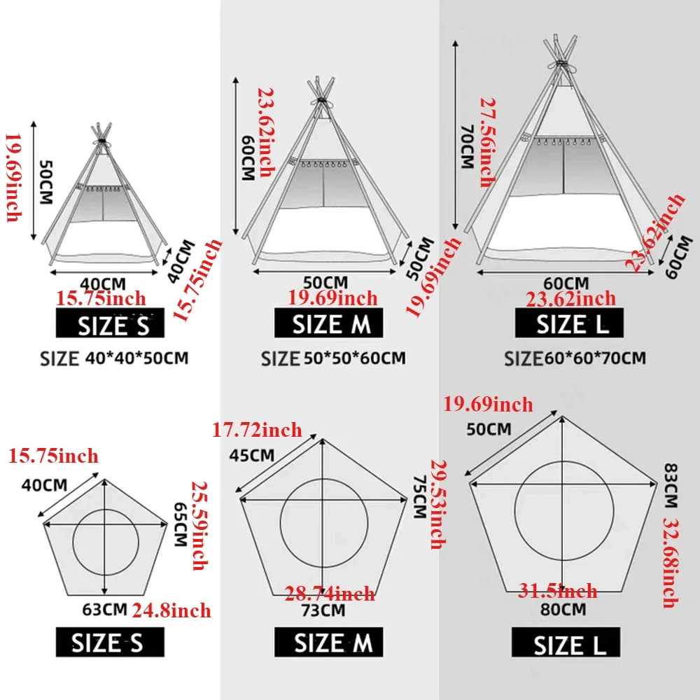 1PC S/M/L Pet Tent House Foldable Teepee Tent Removable Portable Cat Small Dog Bed Stable Dog House with Thick Pad Pet Supplies - view 6