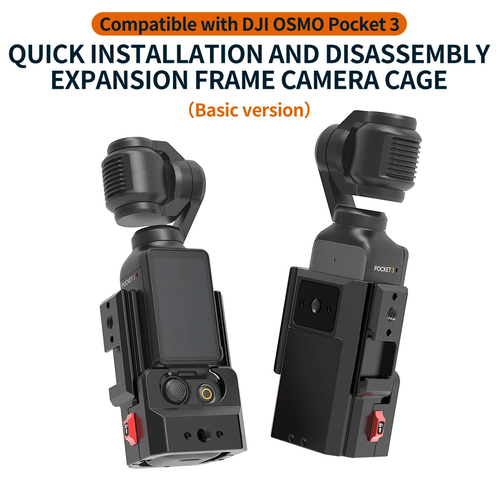 Metall-Taschenkamera-Erweiterungsgehäuse-Adapter, Schutzrahmen mit Schnellverschluss-Kaltplattenhalterung für DJI OSMO POCKET 4 Kamera-Gimbal-Halterung – Detail 8