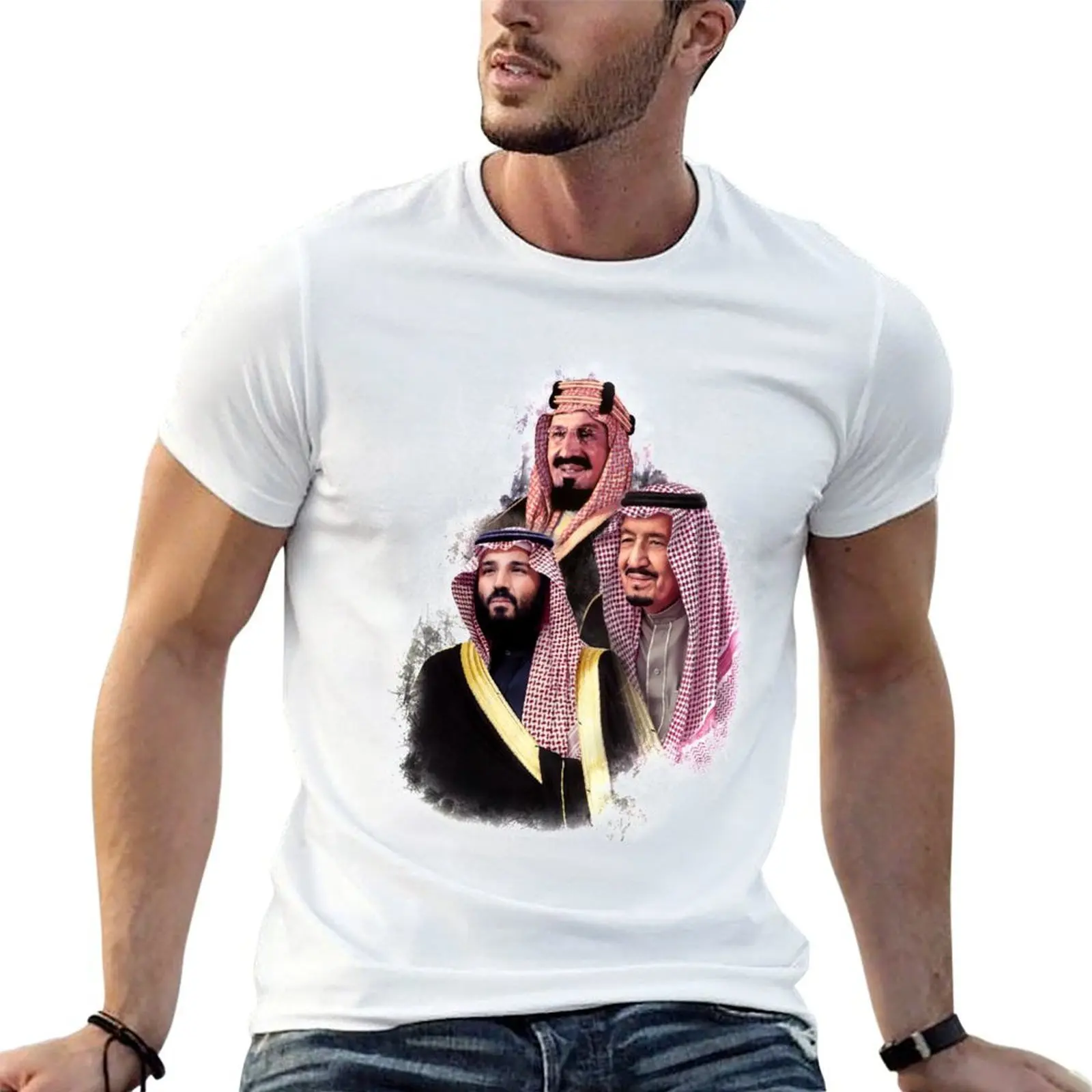 Gruppenfoto von König Abdulaziz, König Salman und Kronprinz Mohammed bin Salman T-Shirt T-Shirts für Männer grafisches lustiges T-Shirt