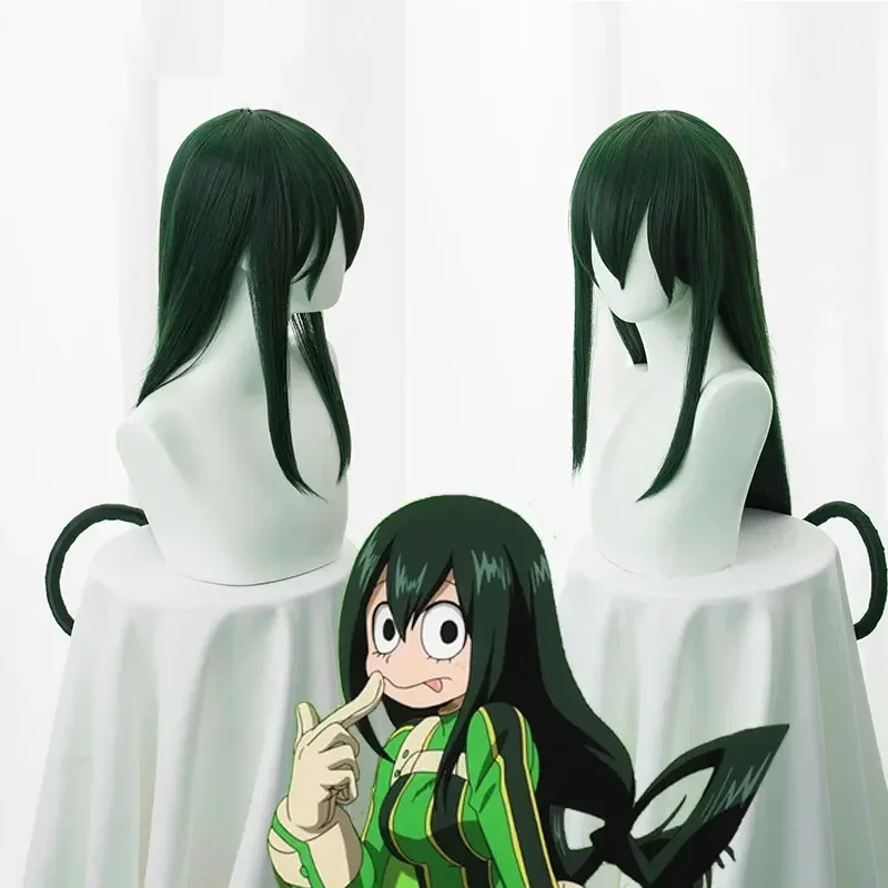 Boku No Tsuyu Asui Cosplay My Hero Academia Women Long Green Synthetic Hair Halloween Party Wig Cap MN8