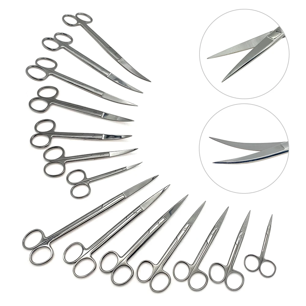 Medical Surgery Surgical Scissors Stainless Steel Tissue Tool Ophthalmic Suture Removal Straight Curved Sharp tip 10cm-24cm