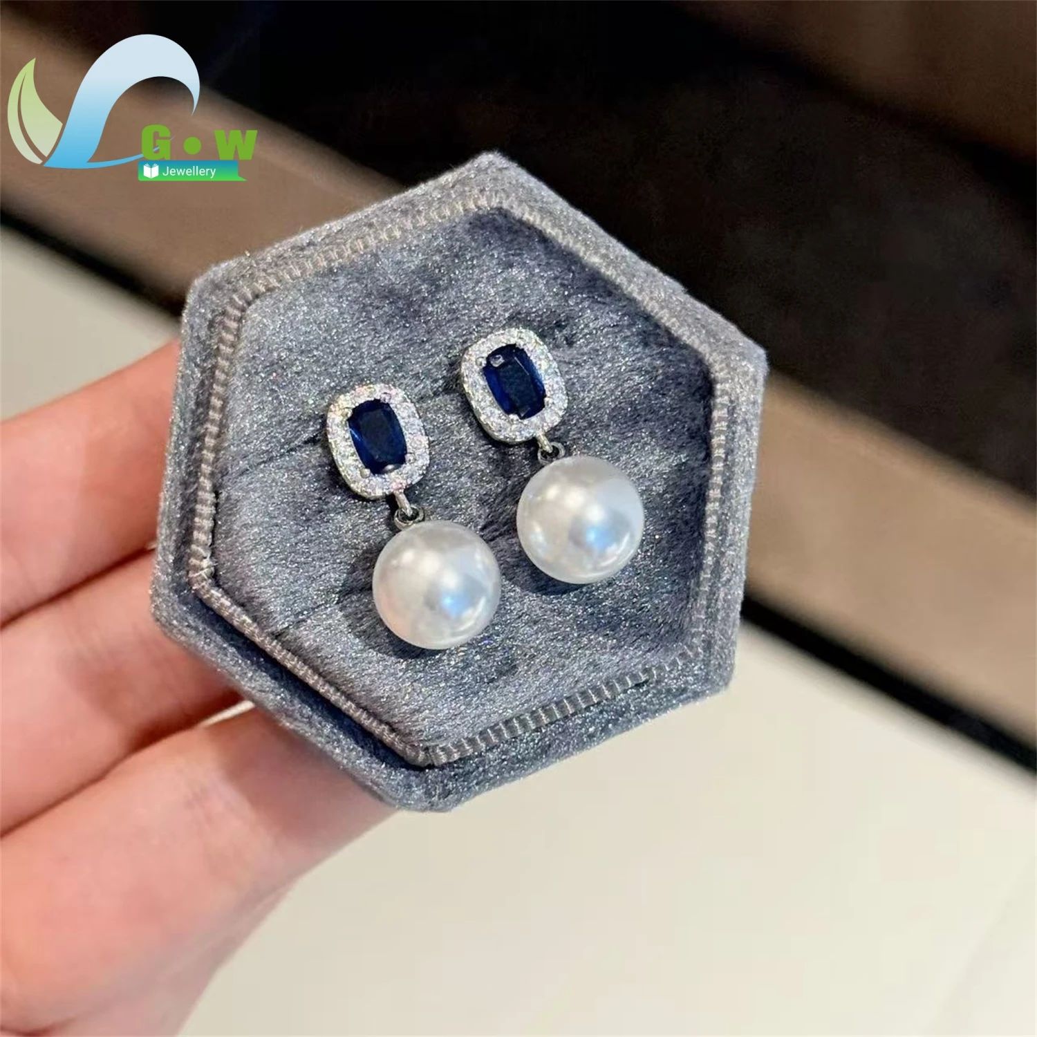 Natural Blue Zircon Pearl Earrings Women Light Luxury High End Gemstone Drop Dangle Jewelry Elegant Charm Gift For Her
