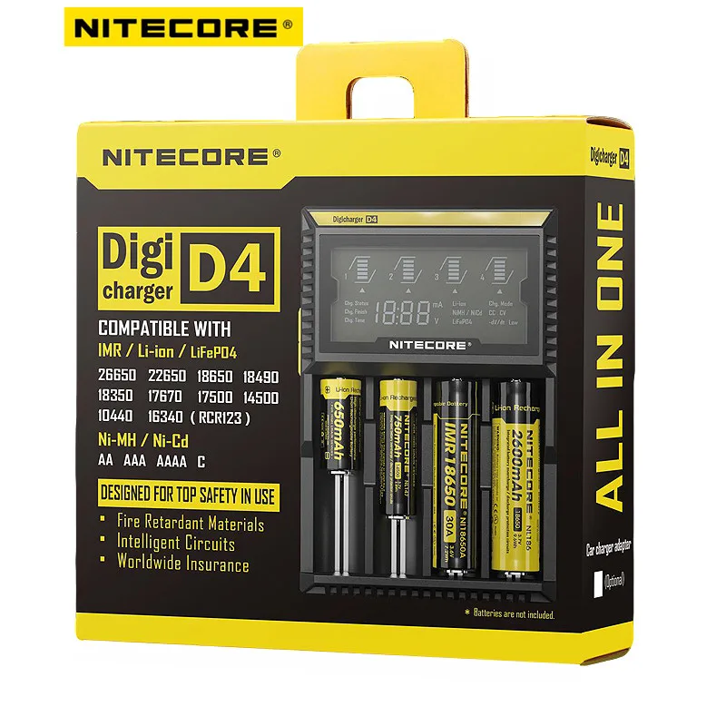 Nitecore d4 d2 batterie ladegerät lcd display intelligentes universal ladegerät für fit 26650 18650 18350 16340 14500 10440 batterien