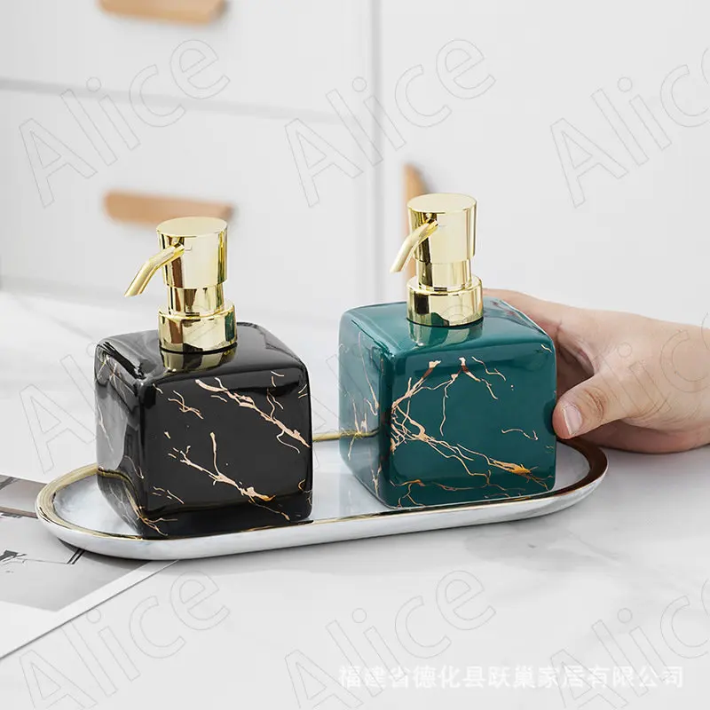 Modern Ceramic Soap Bottles Light Luxury Marble Texture Shower Gel Bottle Creative Hand Sanitizer Organizer Bathroom Accesories