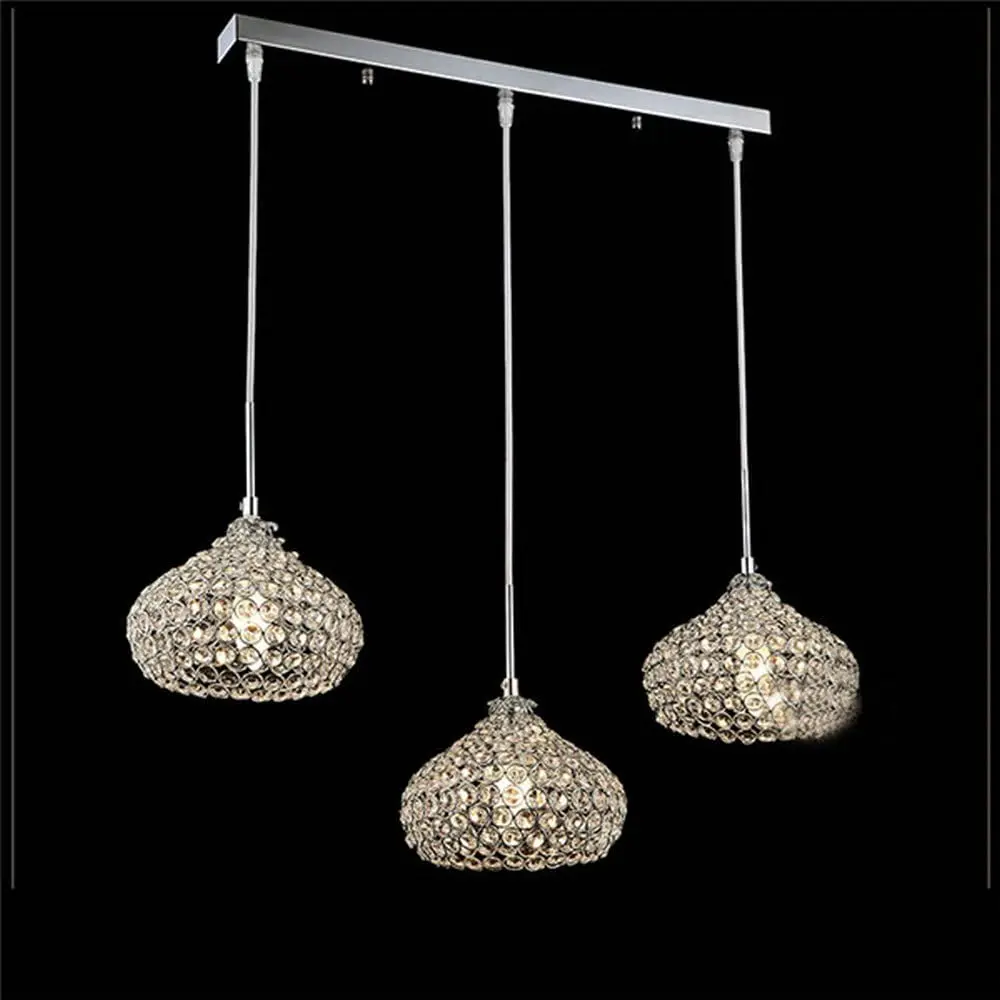 3 Head Crystal Ceiling Pendant Lamp Dining Light Modern Pendant Light Silver Living Room Home Decor Items Hanging Lamp Kitchen