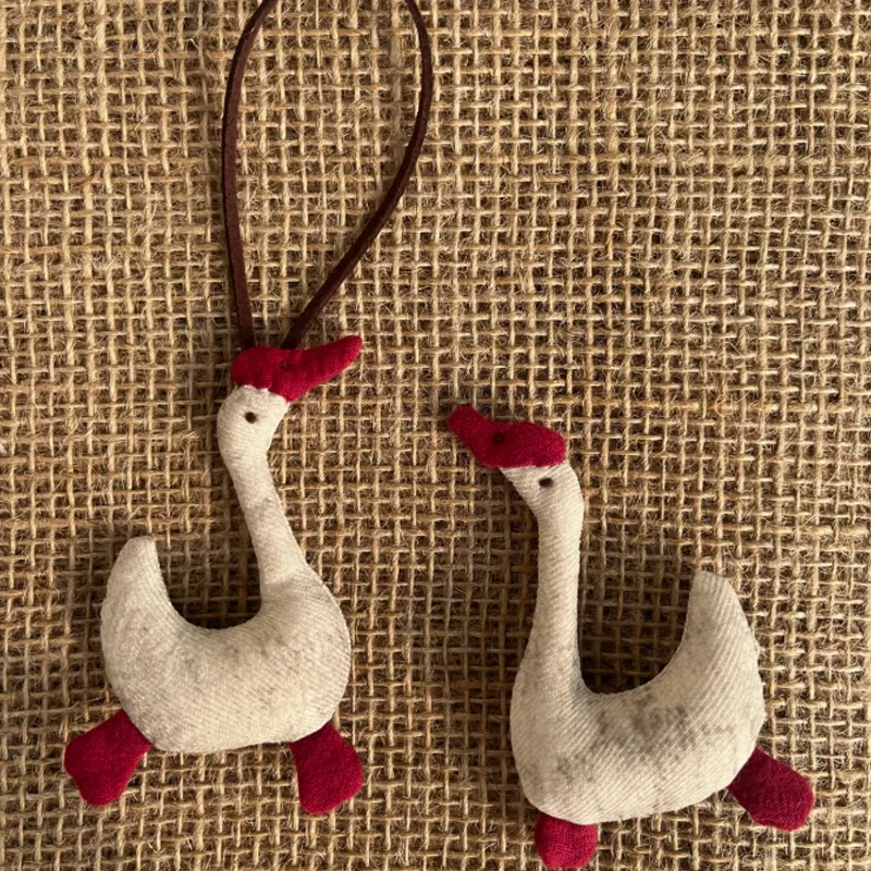 

Handmade Goose Bag Pendant Keychain Christmas White Grey For Man Or Woman Gift