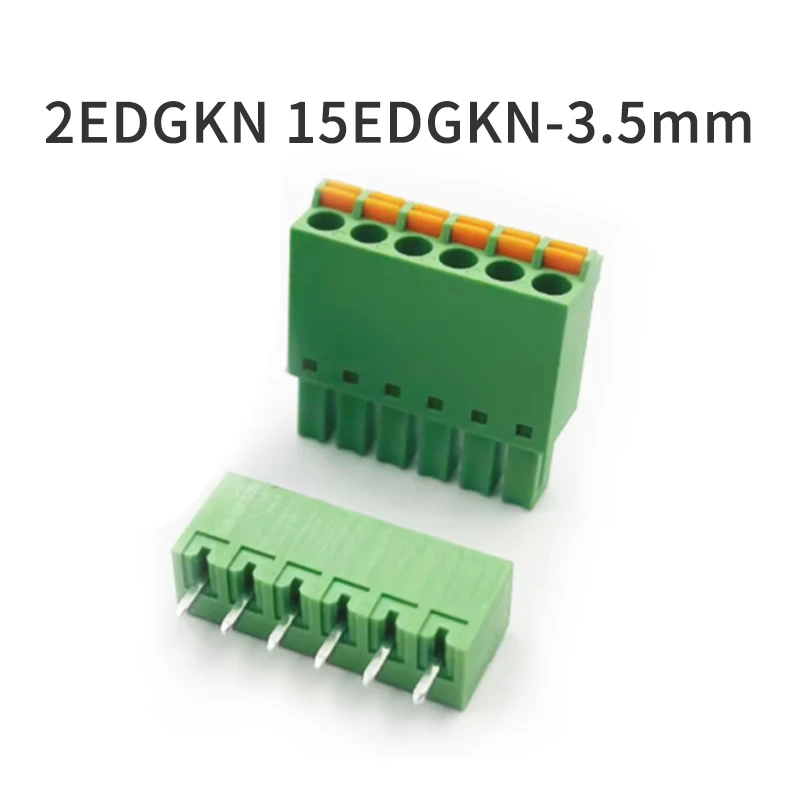 (1 Pcs) Screwless PCB Terminal Block 2EDGKN 15EDGKN - 3.5mm Straight Pin + Spring Press Plug-in 2EDG Male and Female 2P~20P