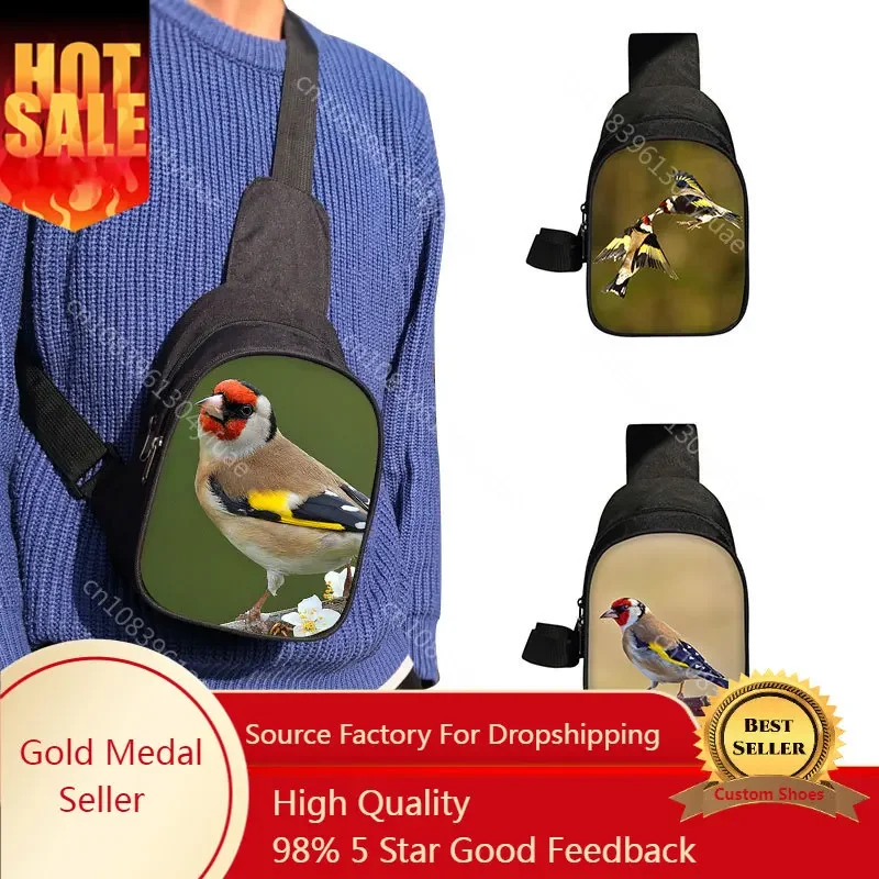 Cute Birds Goldfinch Print Chest Bags Blue Marsh Tit Crossbody Bag for Travel Coal Tit Shoulder Bags Purse Phone Key Holder